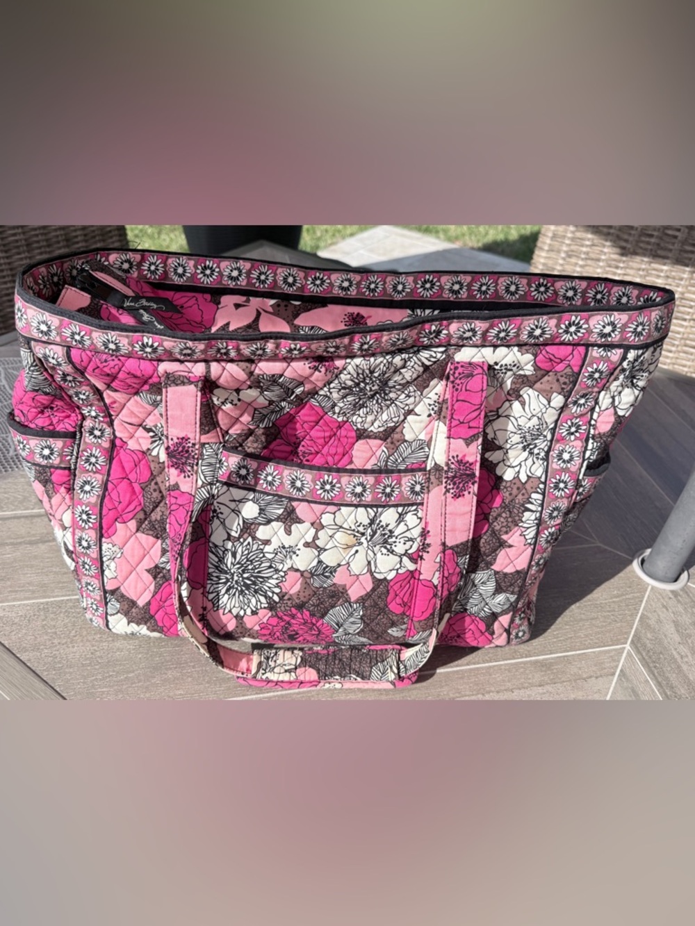 Vera Bradley Pink & Brown Floral Quilted Tote - Picture 3 of 5